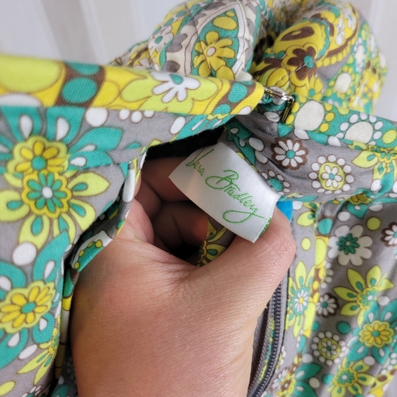 Vera Bradley Alice Lemon Parfait Handbag Purse‎ Snap Top Paisley Yellow Green - Picture 5 of 9